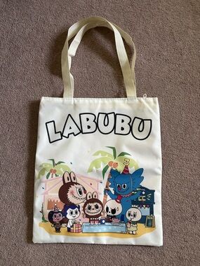 LABUBU Kids Canvas Tote Bag in Cream